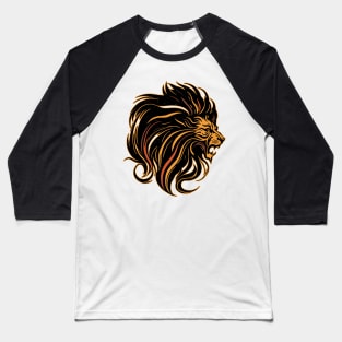 African Male Lion | Flourish Mane Illustration | Safari Culture | Majestic Male Lion In Painting Baseball T-Shirt